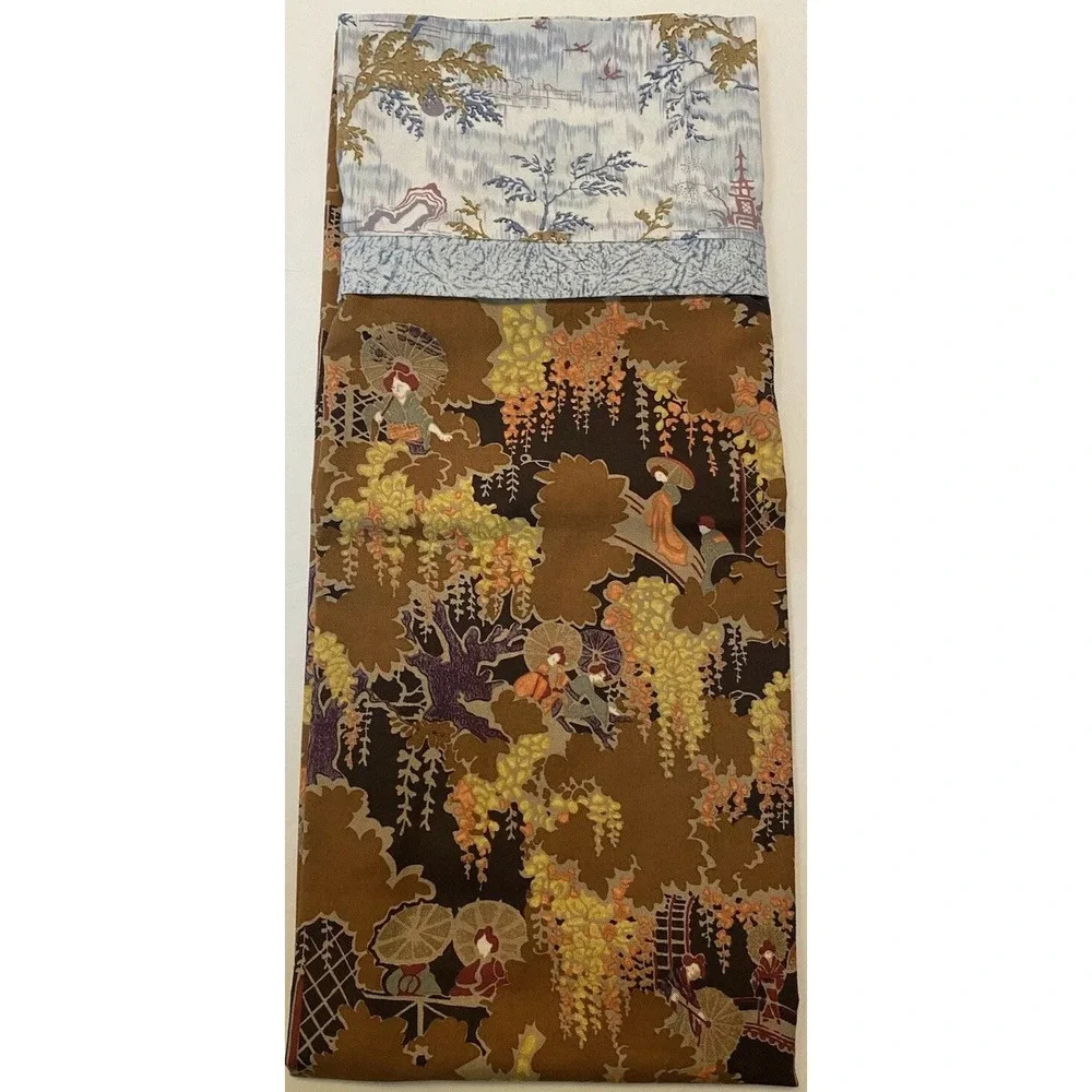 Custom Contrasting Print Pillowcase 100% Cotton French Seams Asian Scene